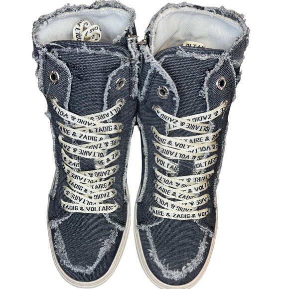 Zadig & Voltaire High Flash Canvas Noir Sneakers New in Box - Picture 5 of 11